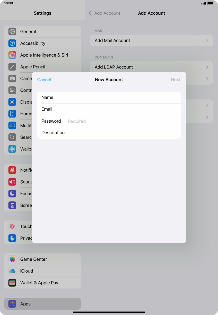 Press Password and key in the password for your email account. Press Password and key in the password for your email account.