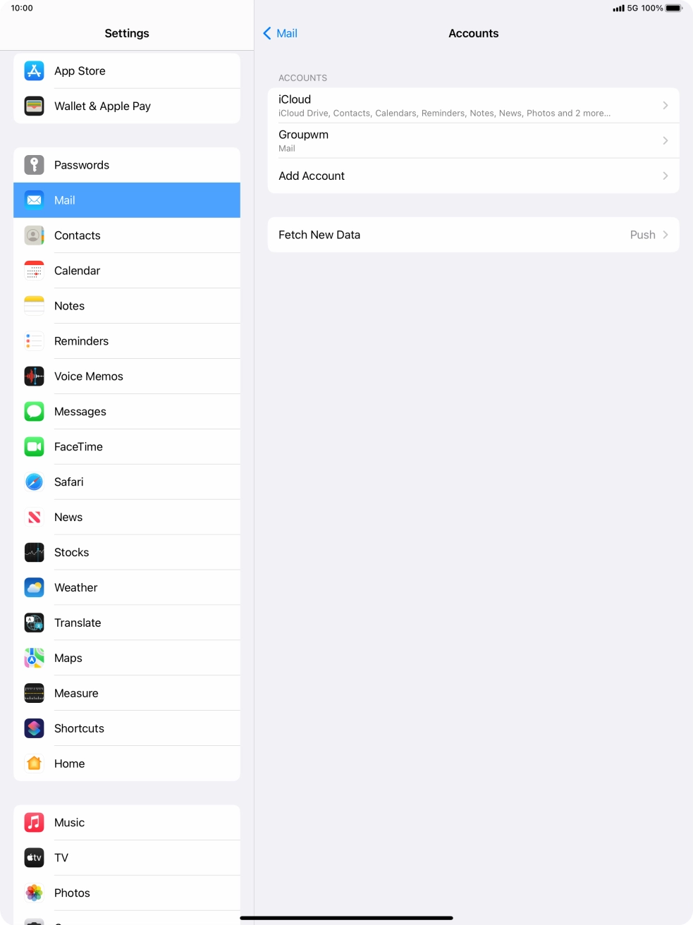 Press the name of the email account you've just set up. Press the name of the email account you've just set up.