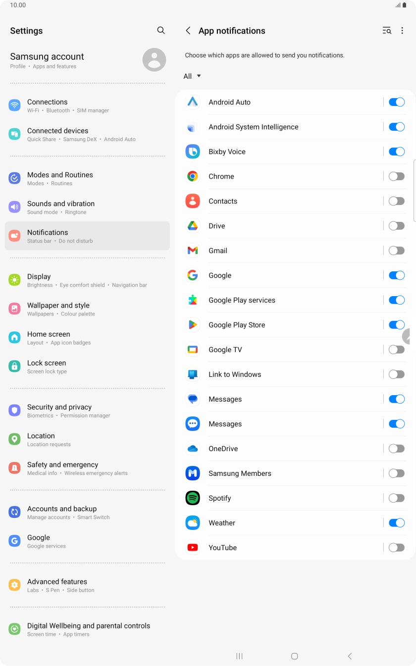 Press the drop down list.
