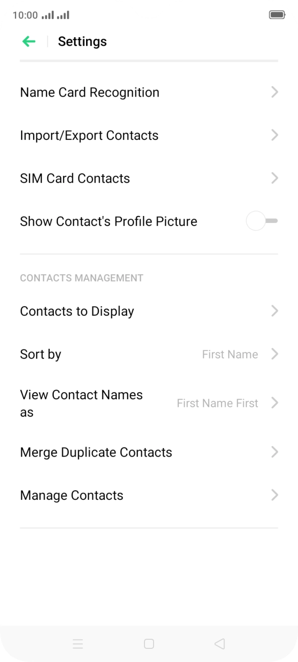 Press SIM Card Contacts.