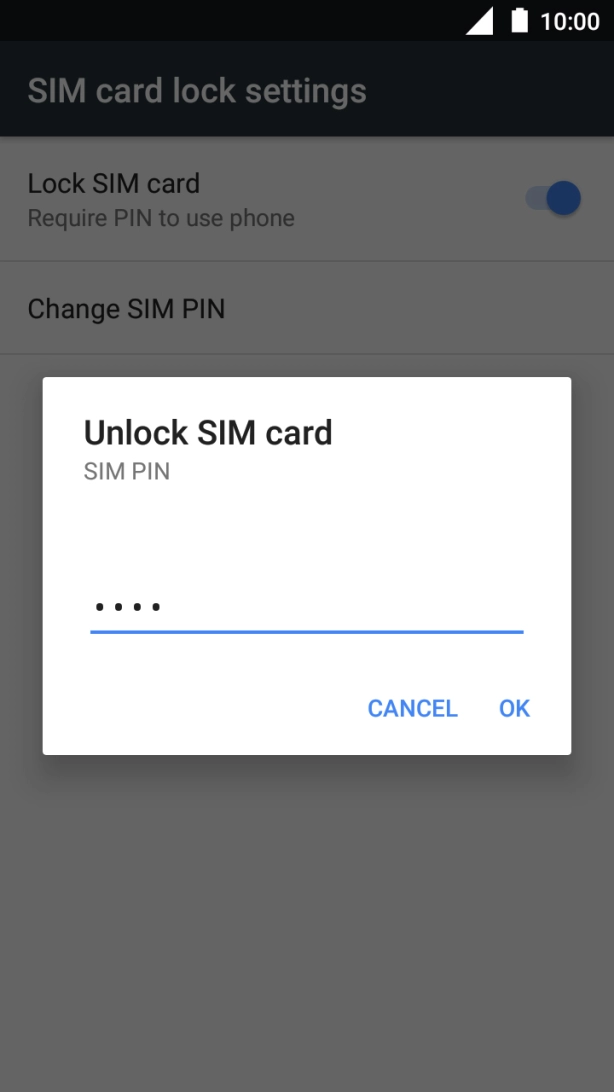 Key in your SIM PIN and press OK. The default SIM PIN is 0000.
