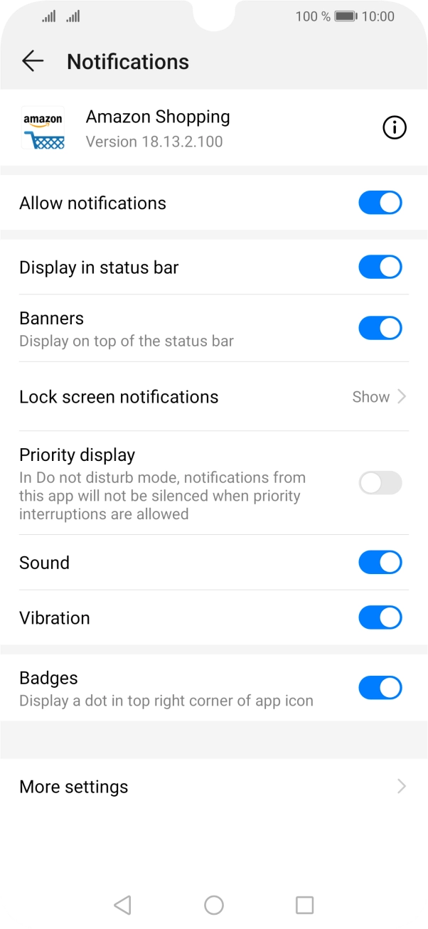 Press the indicator next to 'Allow notifications' to turn the function on or off.