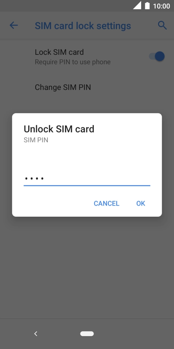 Key in your SIM PIN and press OK. The default SIM PIN is 0000.