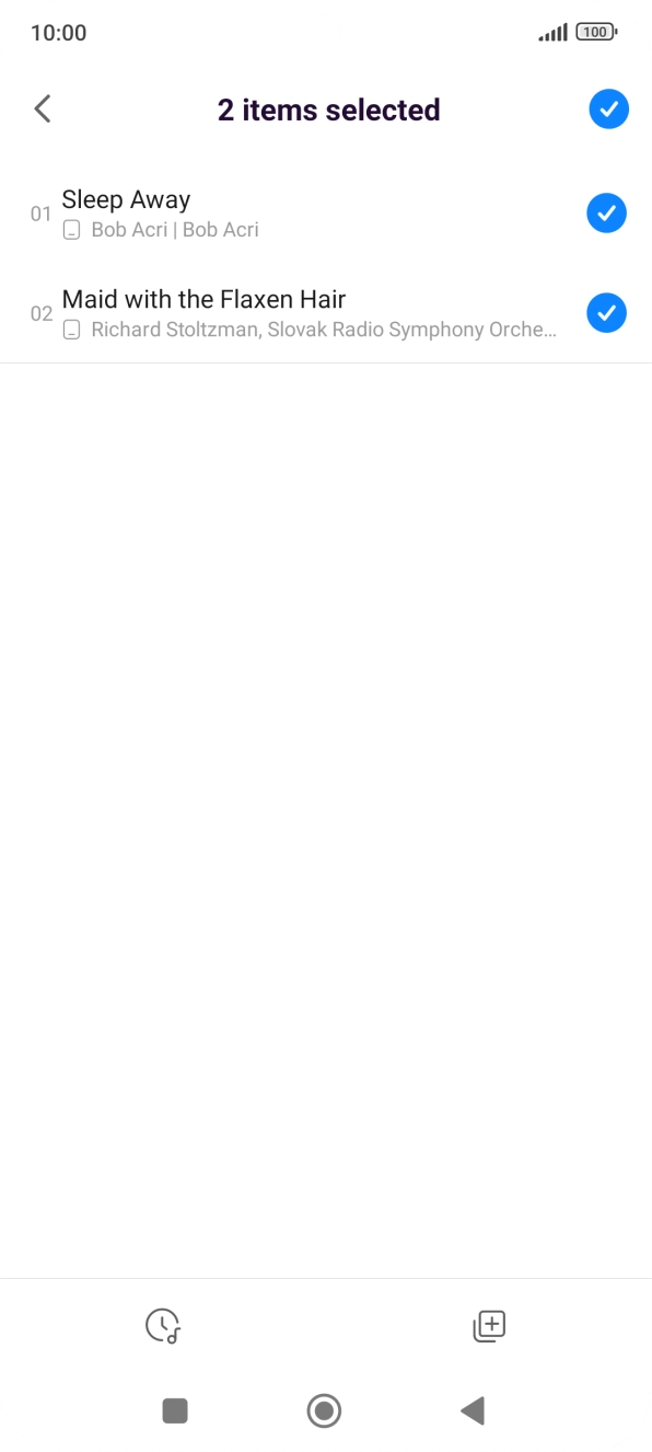 Press the required audio files to select them.
