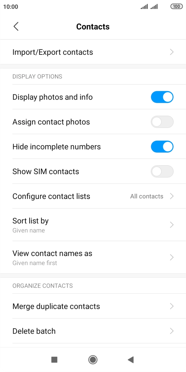 Press Import/Export contacts.