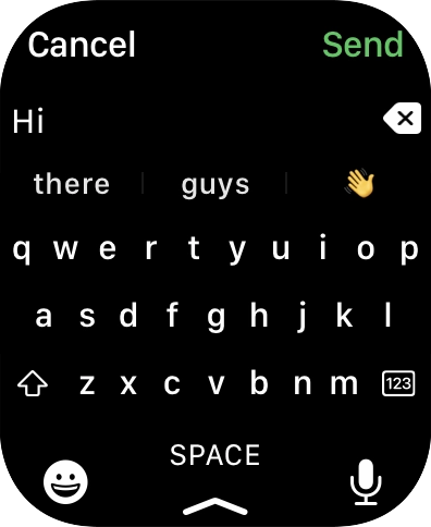 Press the microphone icon and record the message.