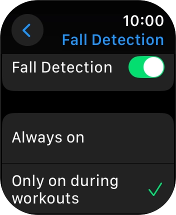 Press the indicator next to 'Fall Detection' to turn on the function.