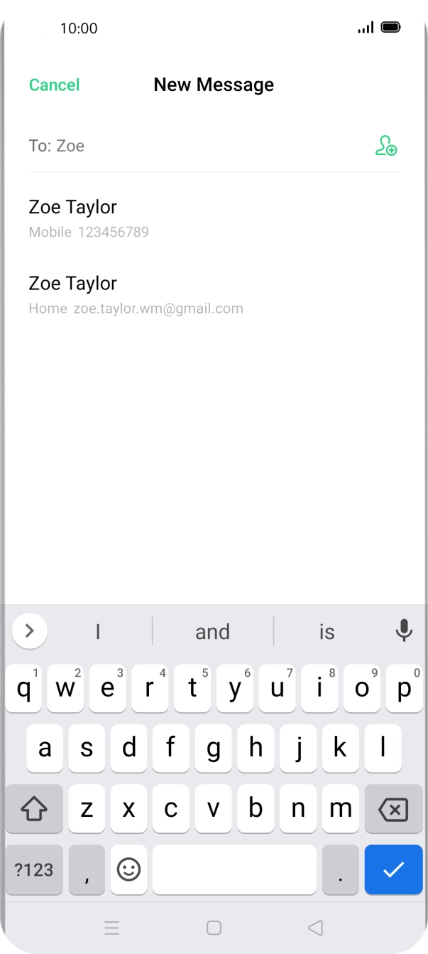 Press the required contact. Press the required contact.