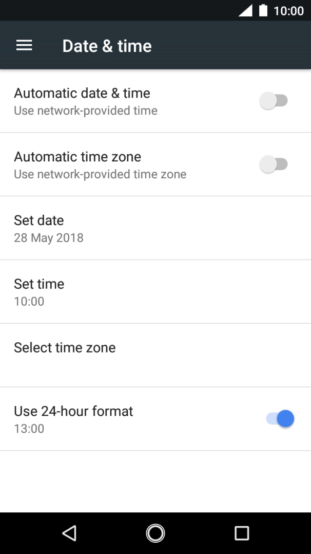 Press Automatic date & time to turn on the function.