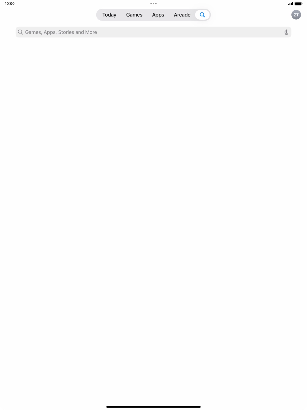 Press the search field.