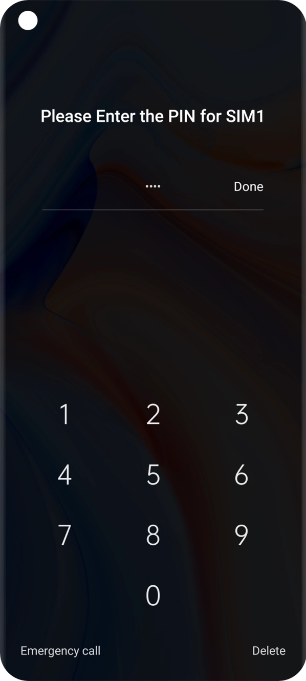 Key in your SIM PIN and press Done. The default SIM PIN is 0000.