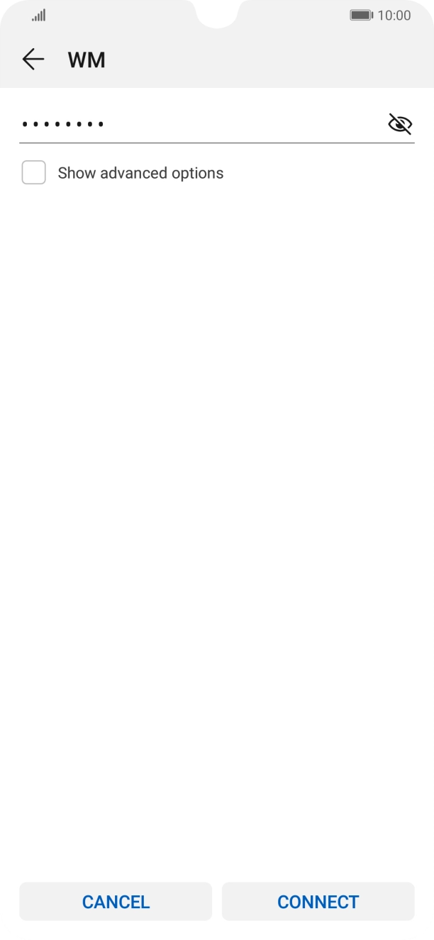 Key in the password for the WiFi network and press CONNECT. Key in the password for the WiFi network and press CONNECT.