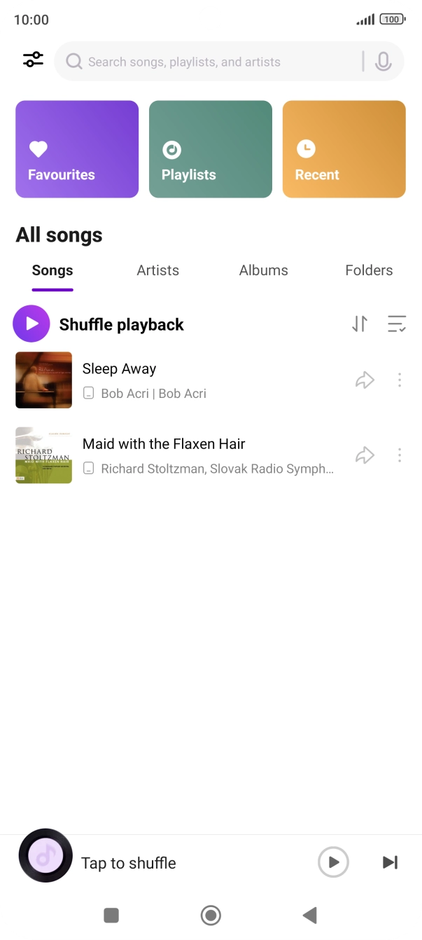 Press the required audio file.