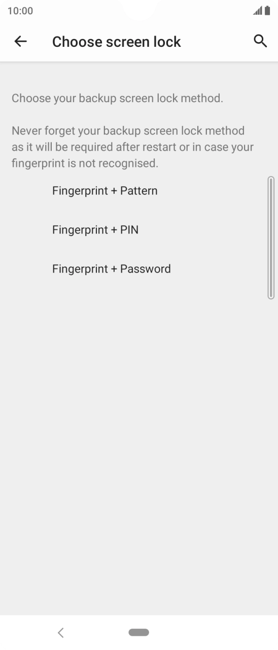 Press the required phone lock code and follow the instructions on the screen to create an additional phone lock code.