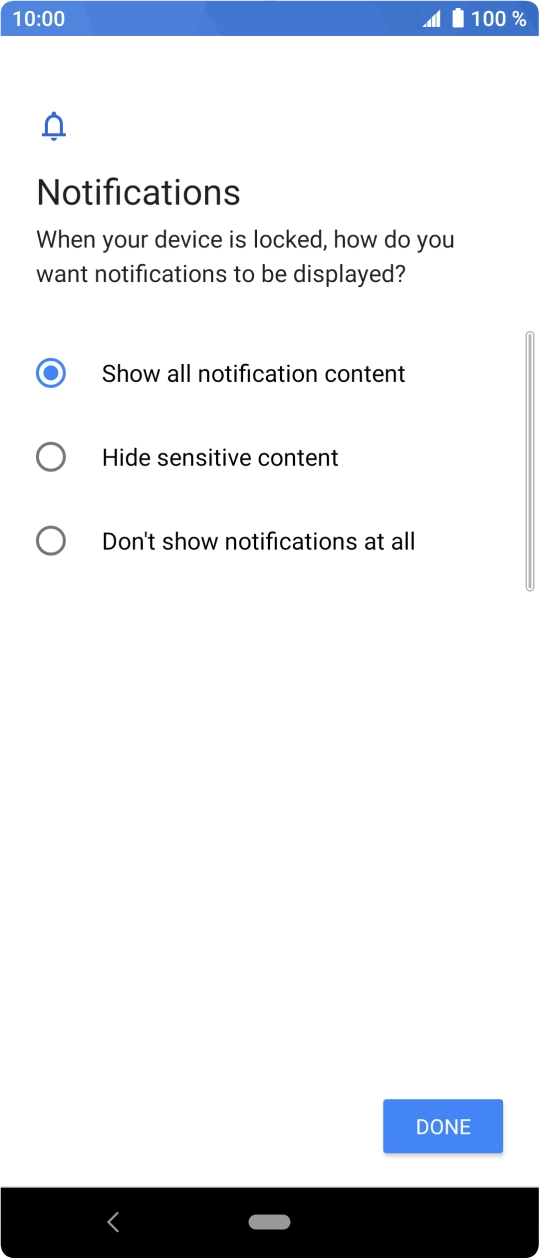 Press the required setting. Press the required setting.