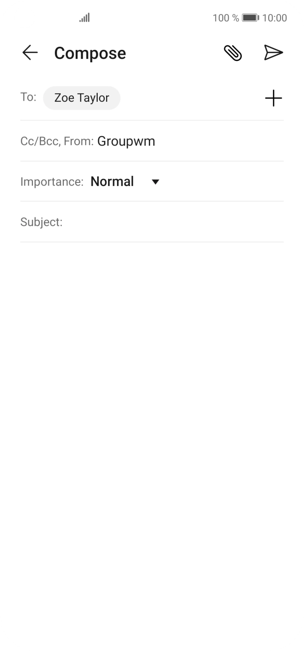 Press the field next to 'Subject:' and key in the required subject.