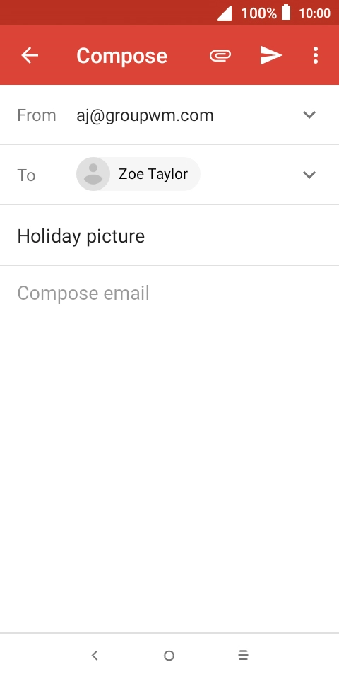 Press the text input field and write the text for your email.