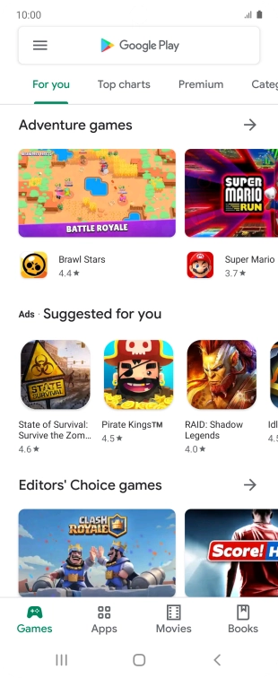 Press the search field.
