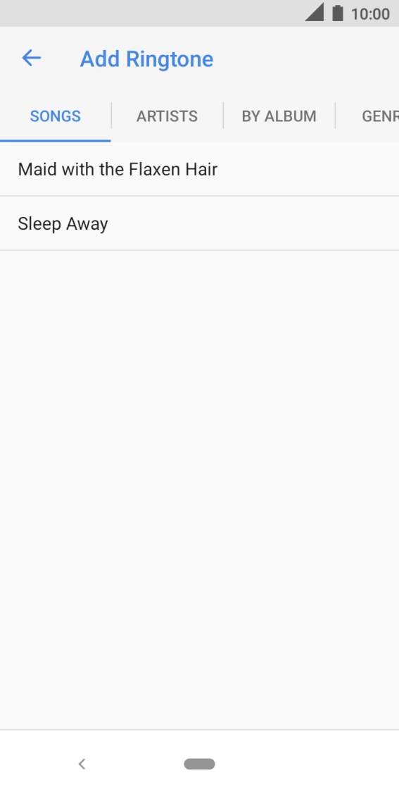 Press the required ring tone.