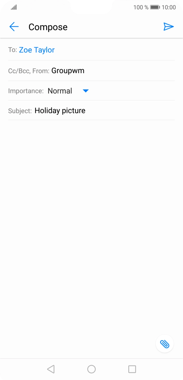 Press the text input field and write the text for your email.