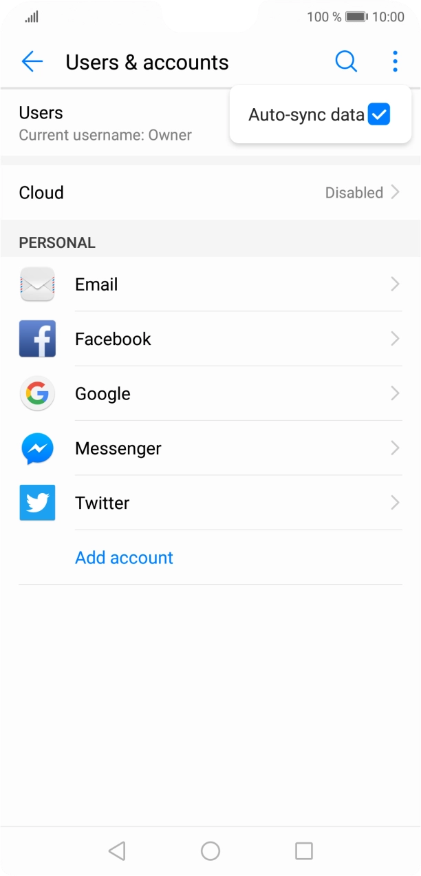 Press Auto-sync data to turn the function on or off. Press Auto-sync data to turn the function on or off.