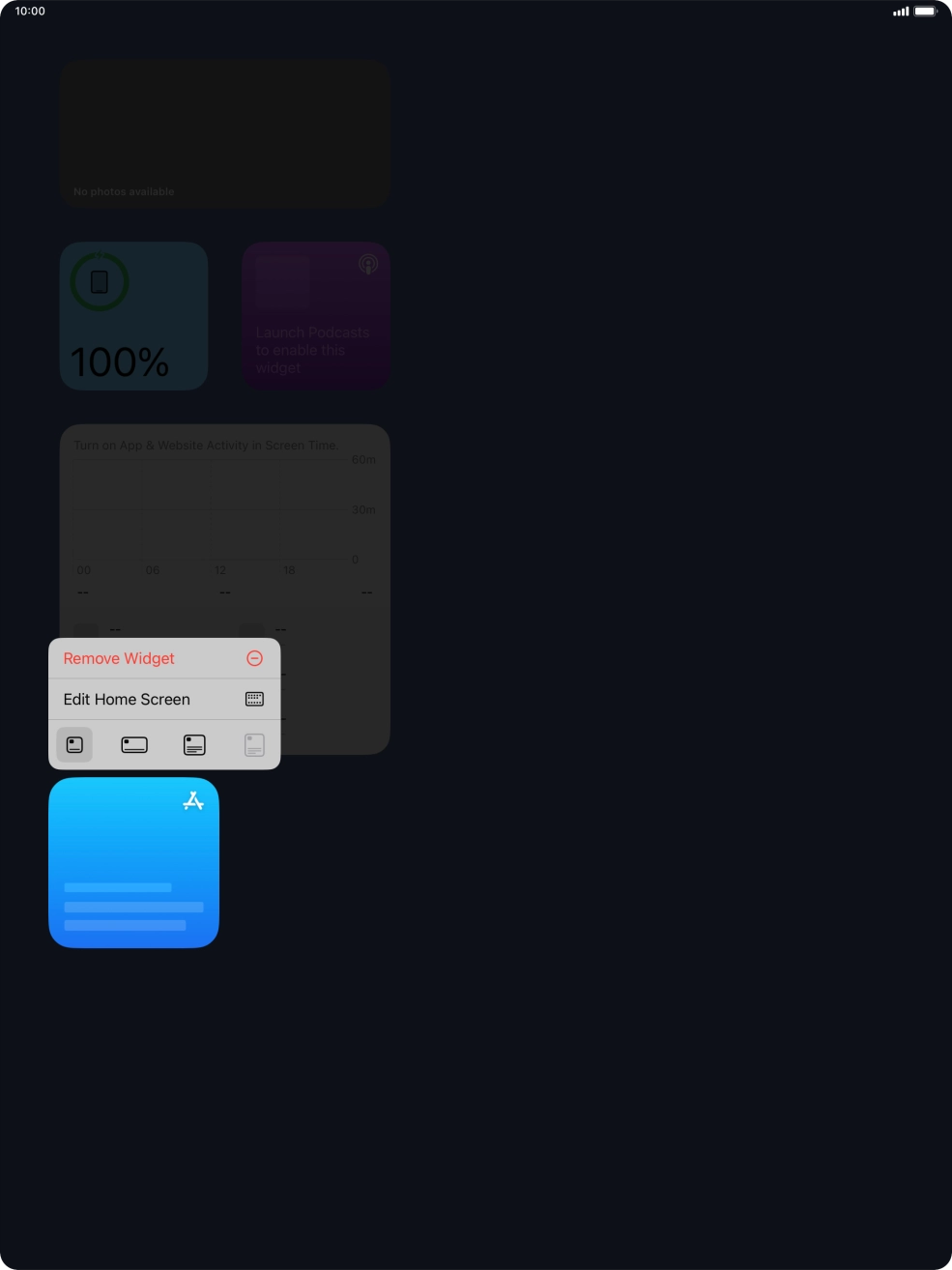 Press Remove Widget. Press Remove Widget.