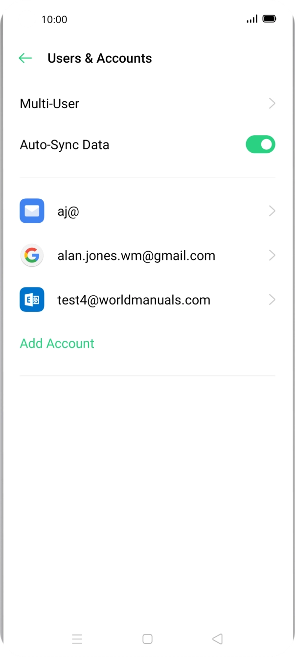 Press the indicator next to 'Auto-Sync Data' to turn the function on or off. Press the indicator next to 'Auto-Sync Data' to turn the function on or off.