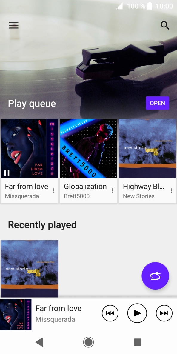 Slide your finger right starting from the left side of the screen.