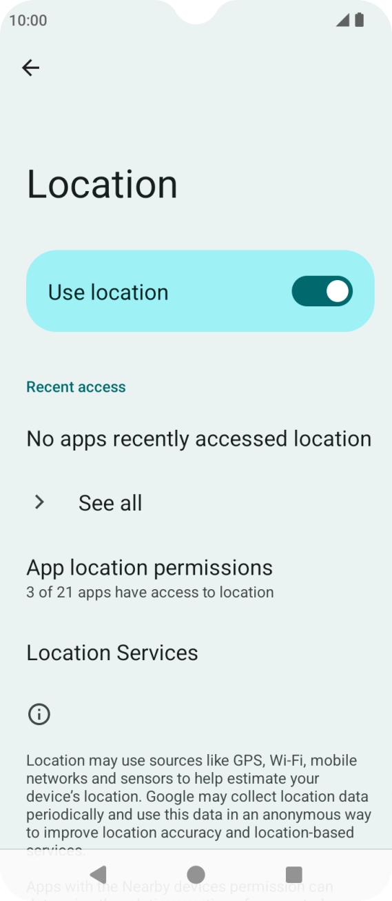 Press App location permissions. Press App location permissions.