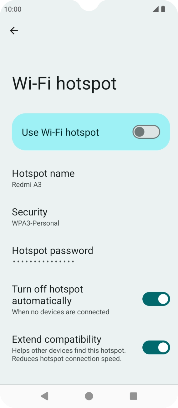 Press Hotspot password and key in the required password.