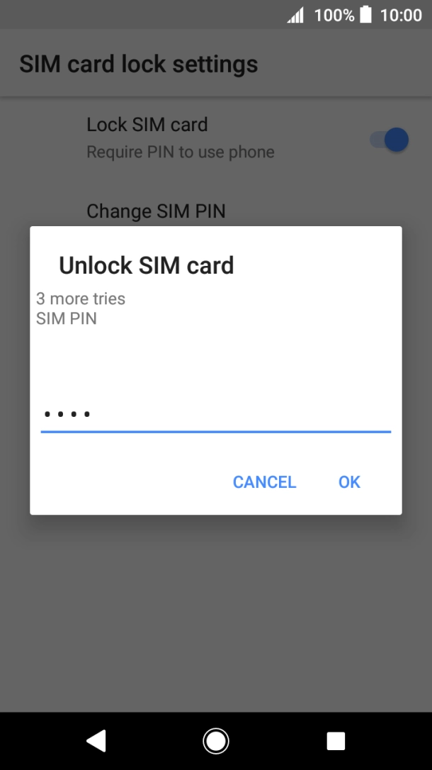 Key in your SIM PIN and press OK. The default SIM PIN is 0000.