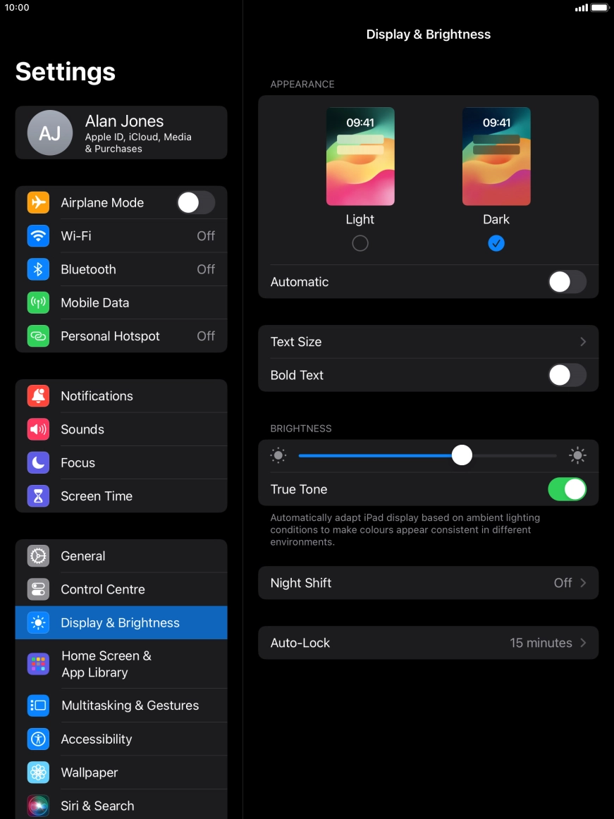 Press the indicator next to 'Automatic' to turn the function on or off. Press the indicator next to 'Automatic' to turn the function on or off.