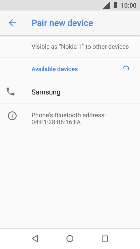 Press the required Bluetooth device and follow the instructions on the screen to pair the device with your phone.