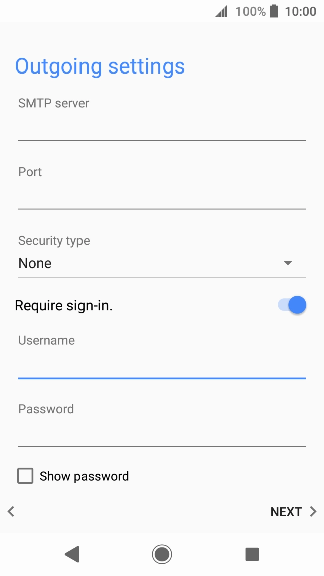 Press the field below 'Password' and key in the password for your email account.