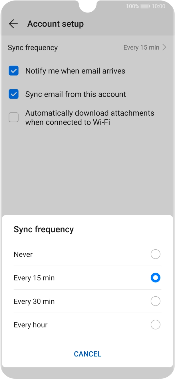 Press the required setting.