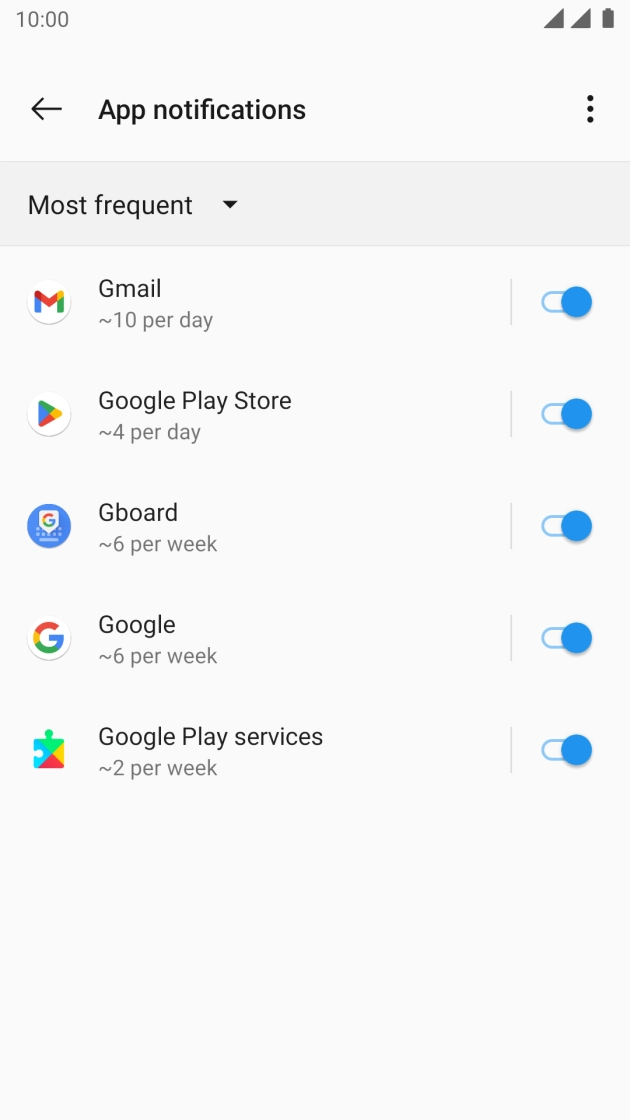 Press the indicator next to the required apps to turn the function on or off.