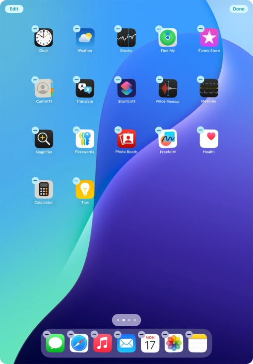 Press the home screen page icon.
