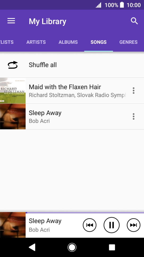 Press the song title at the bottom of the screen.