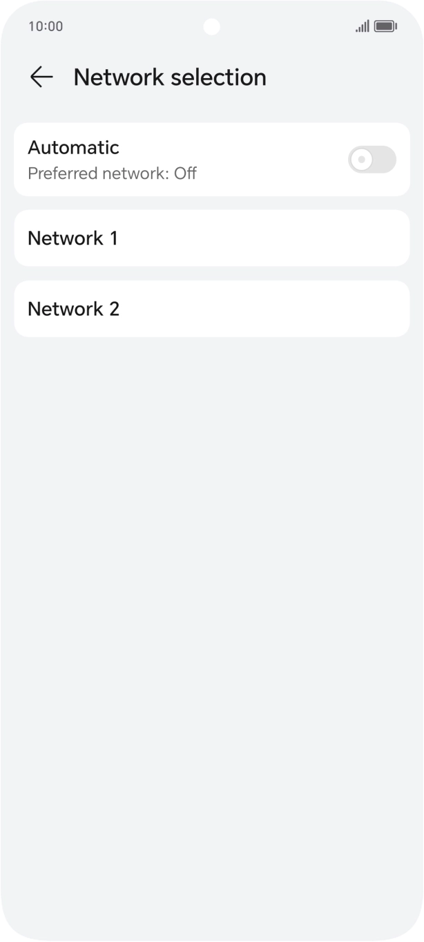 Press the required network. Press the required network.