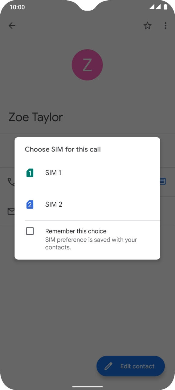 Press the required SIM.