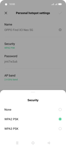 Press WPA3 PSK to password protect your WiFi hotspot.