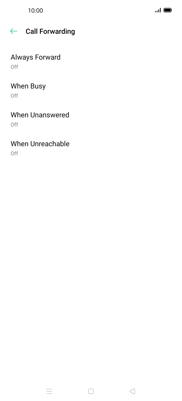 Press the required divert type. Press the required divert type.