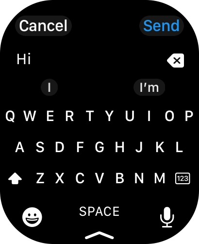 Press the microphone icon and record the message.