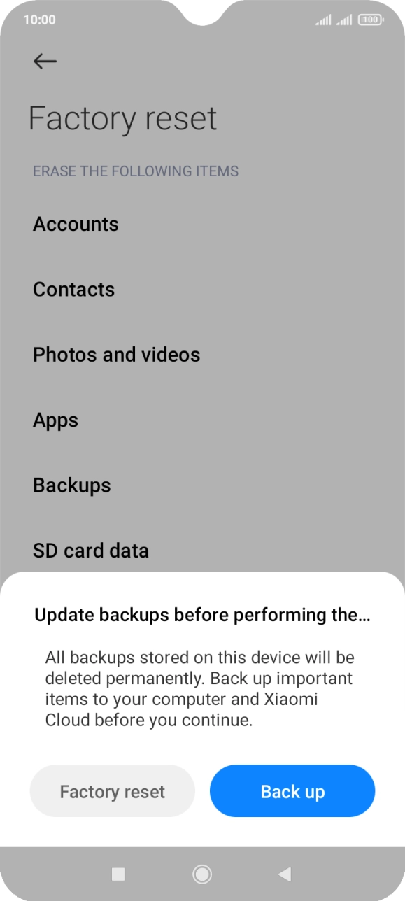Press Factory reset.