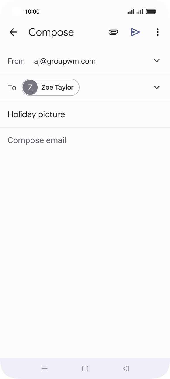 Press the text input field and write the text for your email.