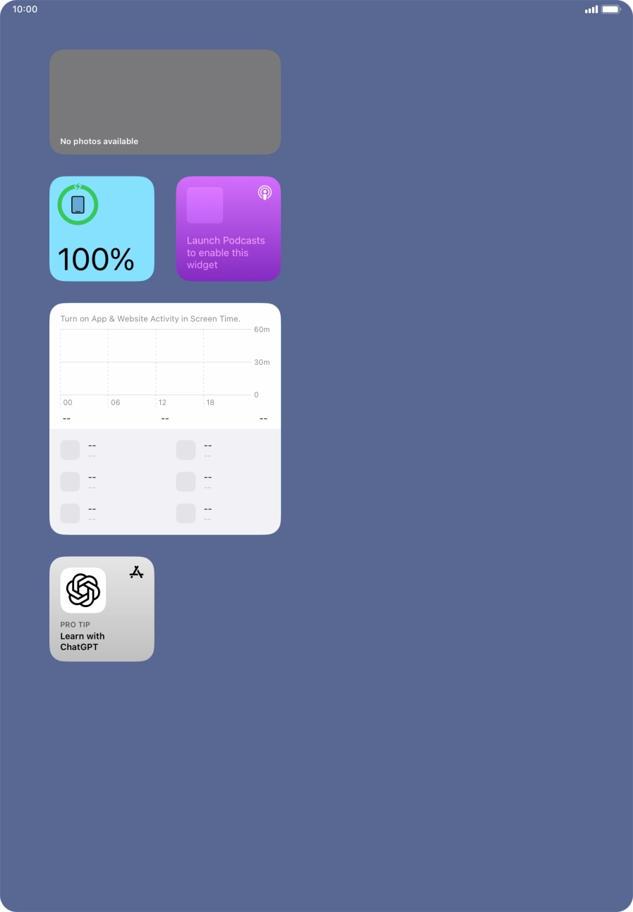 Press and hold the required widget until a pop-up menu is displayed. Press and hold the required widget until a pop-up menu is displayed.