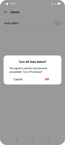 Press Off to turn off the function and wait while your phone searches for networks.