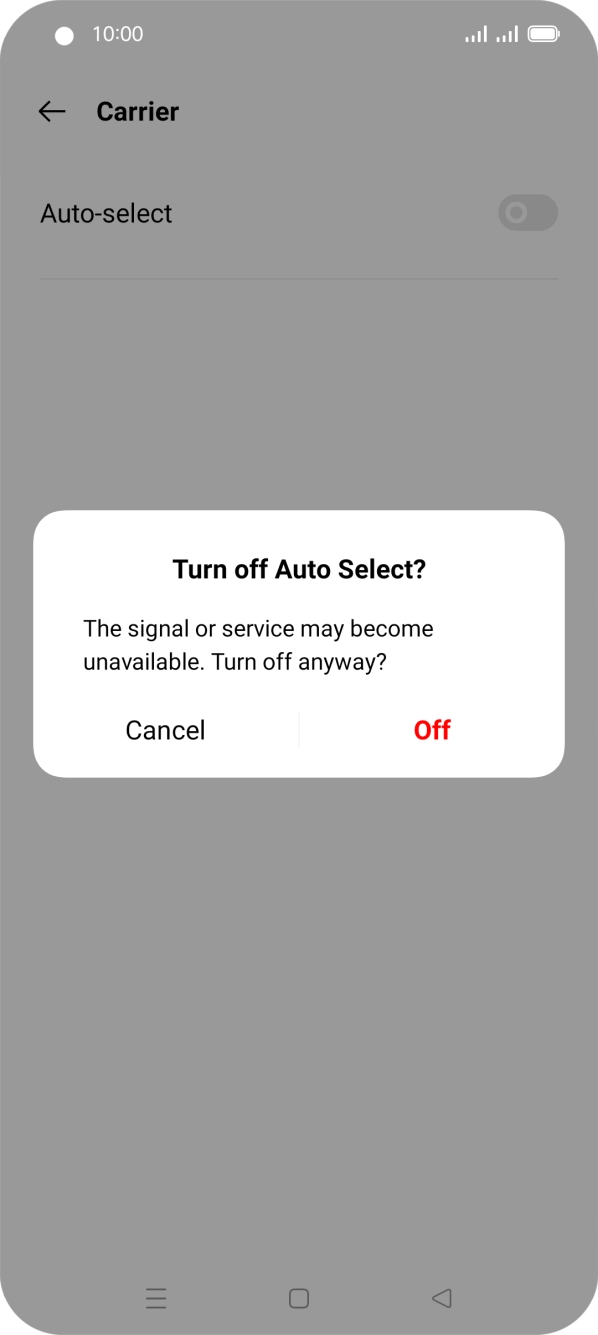 Press Off to turn off the function and wait while your phone searches for networks. Press Off to turn off the function and wait while your phone searches for networks.