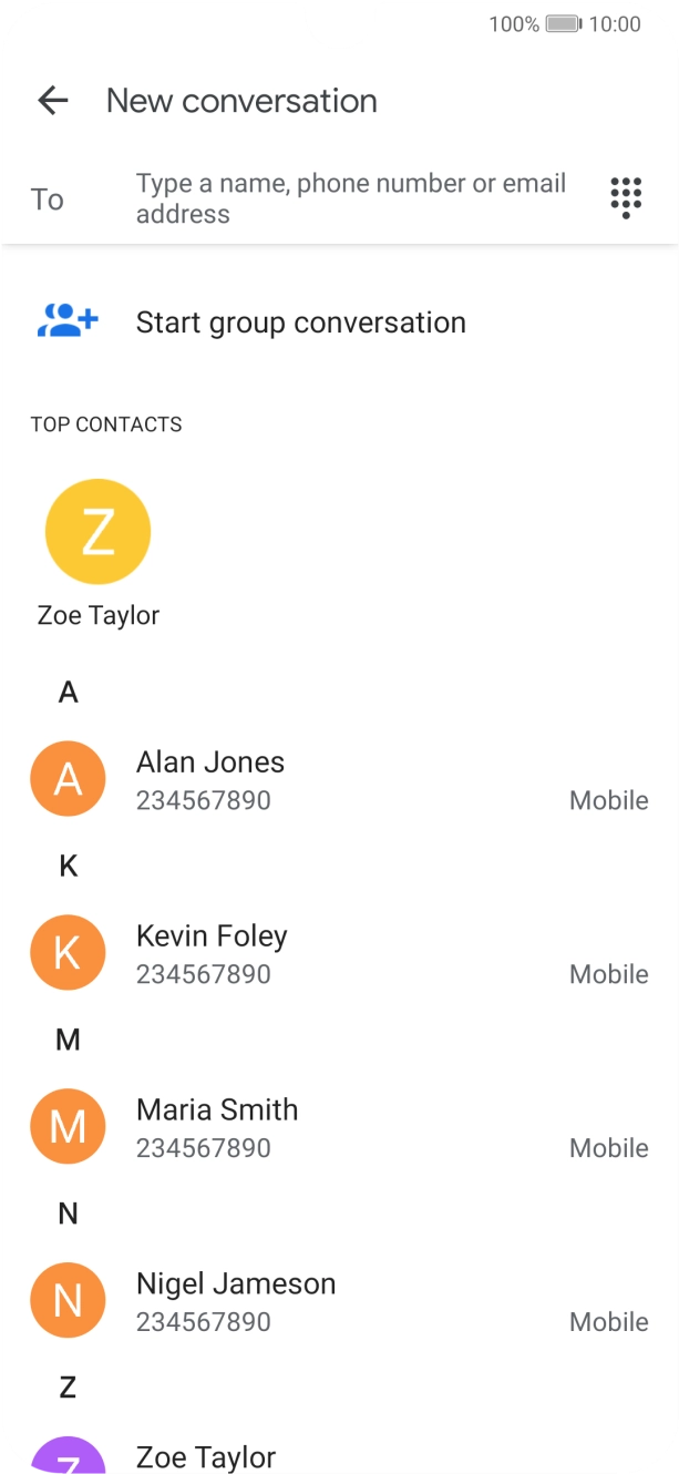Press the field next to 'To' and key in the first letters of the recipient's name. Press the field next to 'To' and key in the first letters of the recipient's name.