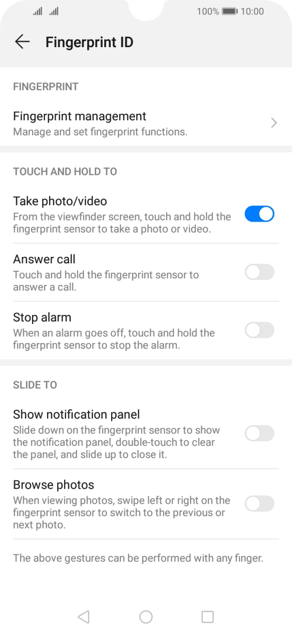 Press Fingerprint management.